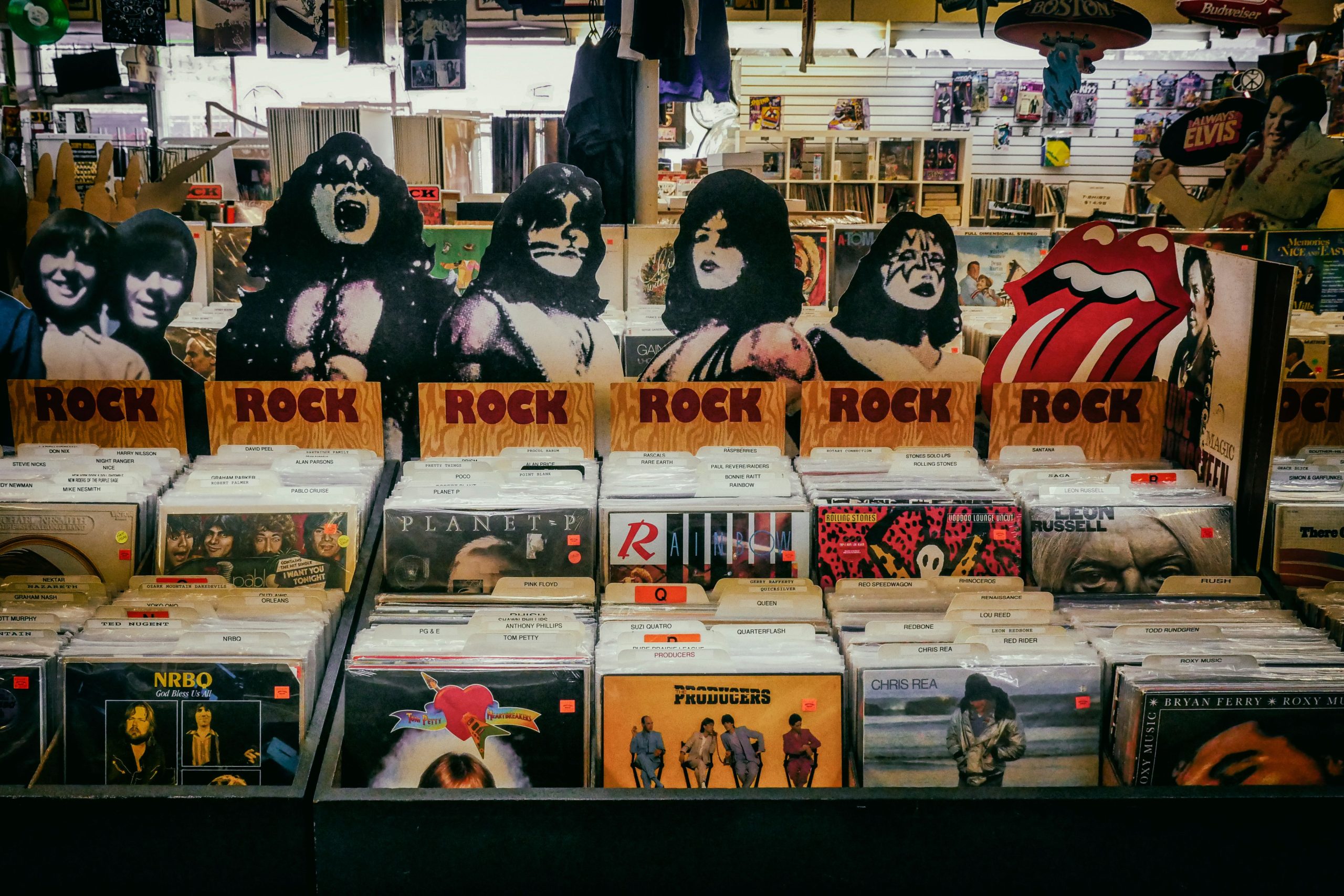 Rayon rock dans un magasin de disques vintage